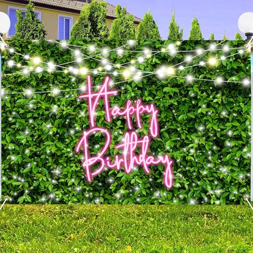 10 x 8 ft Happy Birthday Background Large Green Grass Wall Backdrop Birthday Banner for Woman Men Birthday Party Decorations Photo Props Supplies Polyester - color: Grass, size: 10x8 FT
