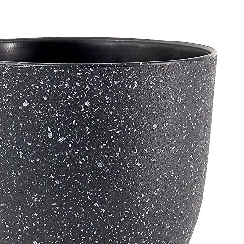 WOUSIWER Plant Pots 10/9/8 inch, Set of 3 Modern Decorative Plastic Planters with Drainage Holes and Saucers for House Plants Indoor Flowers Plants, Black with White Speckles - color: Black With White Speckles