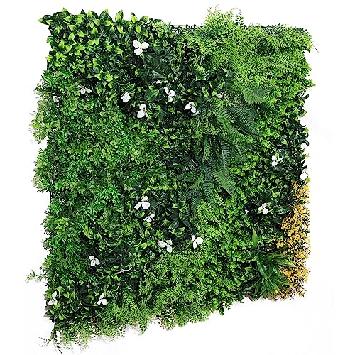 ANMINY 16Pcs Grass Wall Panels 10" x 10" Artificial Grass Plant Greenery Wall Backdrop 11 Sqft Thickened High-Density Faux Boxwood Panels Privacy Fence Hedge for Indoor Outdoor Party Wedding Garden