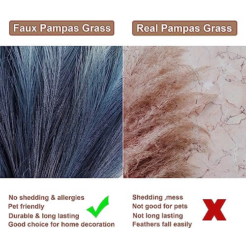 Blue Pampas Grass Decor, 30 Pcs 17" Faux Pampas Grass Short Decor, Pompas Grass Flower Arrangement and Vase Filler for Boho Home Wedding Decoration - color: Navy Blue Gradient, size: 17'' Tall