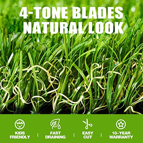 Premium Artificial Grass 3' x 6' Outdoor Rug, 1.38" Realistic Thick Turf for Garden, Yard, Fake Lawn, Dogs Synthetic Grass Mat, Rubber Backed with Drainage Holes, Customized Sizes - size: 3' x 6'