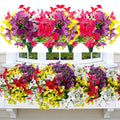 24 Bundles Artificial Flowers for Outdoors，Plastic Flowers Uv Resistant Fake Plants Bulk for Spring Summer Hanging Planter Porch Window Garden Home Decor