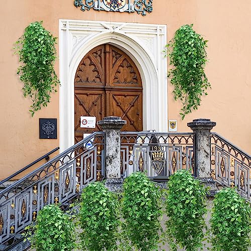 Hoteam 12 Pcs Artificial Hanging Plants 32 Inch Fake Ivy Vines with Fake Leaves Patio Artificial Plants Greenery for Living Room Indoor Outdoor Wall, No Basket (Vine) - color: Vine