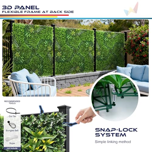 Windscreen4less 1 PC 40"x40" Artificial Boxwood Panels Faux Plant Grass Green Wall Panel Decoration for Outdoor Indoor Garden Backyard (Style 3) - color: 3d Panel Style 3, size: 40"x40"