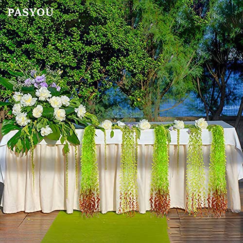 Artificial Hanging Vines Fake Willow Vine Simulation Greenery Plastic Green Leaves Faux Plants Ivy for Wedding Party Indoor Outdoor Home Decor Garden Balcony Patio Planter DIY Decoration - Red 10 Pack - color: Willow Branches - Red End 10 Pack