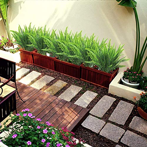 Fake Plants Artificial Shrubs, Plastic Greenery Grass Bushes Foliage Home Garden Christmas Decorations Office Kitchen Room House Outdoor Indoor Wedding DIY Decor Decoration Planter Filler - 6 Pack - color: Boston Grass/ 6 Pack