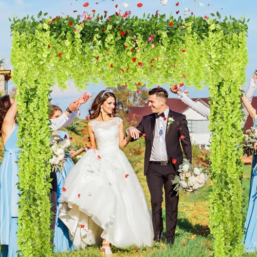 U'Artlines 10Pcs 7.2 Ft/Piece Artificial Wisteria Garland Silk Fake Green Wisteria Flowers Hanging Greenery Vines Garlands Rattan for Home Garden Wedding Arch Party Indoor Outdoor Décor - color: Green