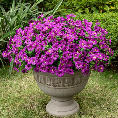 Lnoicy 20 Bundles Artificial Fake Flowers for Outdoor Faux Eucalyptus Flowers for Home Decoration,Fake Plants UV Resistant for Porch/Garden（Fuchsia） - color: Fuchsia