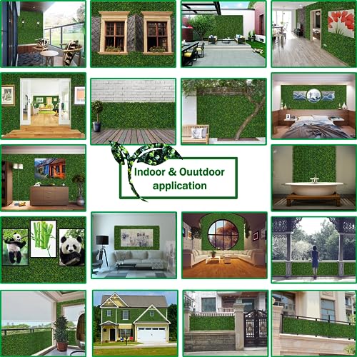 ODTORY Artificial Boxwood Roll Panels: 48 X 160 in(53.5 sqft) UV-Anti Artificial Ivy Privacy Fence Wall Screen for Indoor Outdoor Green Grass Wall Decor & Ivy Fence Covering Privacy - size: 48 X 160 IN
