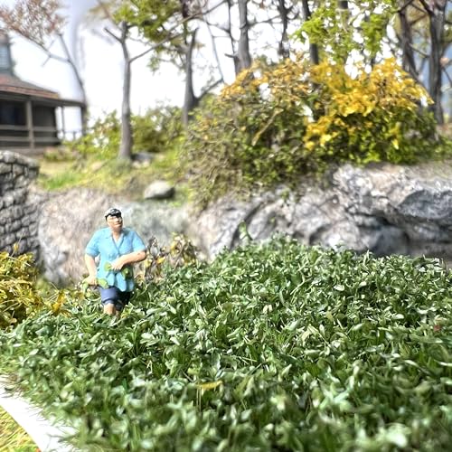 120 Pcs 8-Color Miniature Tea Garden Grass Tufts - Static Artificial Grass Plants for Diorama, Model Railway, Train Scene Decoration,Ages 14+ (0.8cm)(Abies Color) - color: Abies color