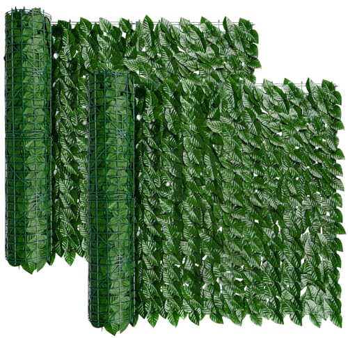 iCover 2PK 39 * 98in Artificial Ivy Privacy Fence Screen Cover, Highly Dense Leaves Wtih Strengthened Joint Prevent Leave Falling Off, Faux Hedge Panels Greenery Vines, Decorative Fences - color: Green Vines, size: 39*196in