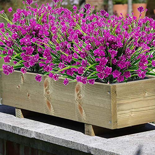 Grunyia 10 Bundles Artificial Flowers Outdoor UV Resistant Fake Plants Indoor Outside Hanging Planter Home Garden Decor (Purple) - color: Purple-daffodil