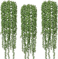 6pcs Artificial Fake String of Pearls Plant Faux Fake Hanging Succulents Plants (6, Green)