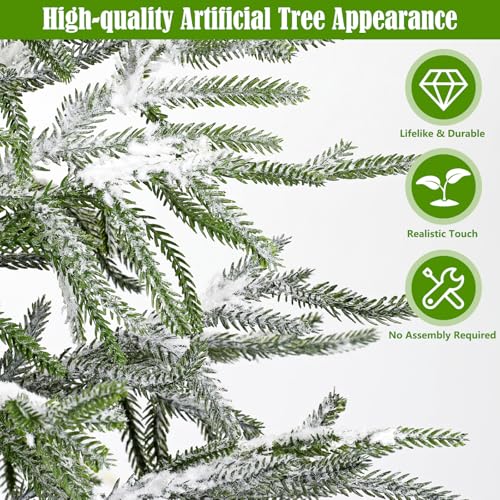 3FT Snow Flocked Artificial Norfolk Pine Tree in Pot, Real Touch Artificial Topiary Tree Small Faux Tabletop Christmas Tree for Front Porch Kitchen Home Indoor Outdoor Decor - style: 3ft Snow-Flocked