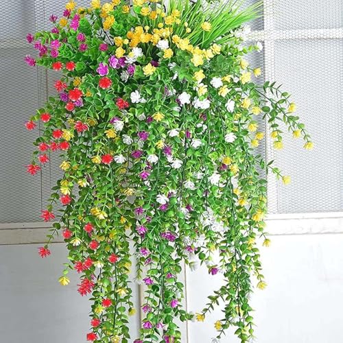 76cm Artificial Eucalyptus Flower Rattan Green Fake Plant Lvy DIY for Indoor Outdoor Wall House Weddings Patios Porches Decor (Yellow) - color: Yellow