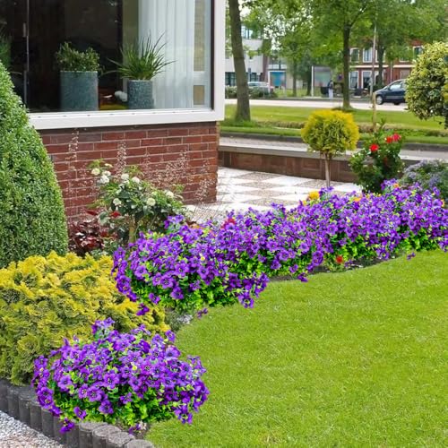 Artificial Flowers 12 Bundles, Faux Daisy and Eucalyptus Greenery Stems for Outdoor Indoor Decor - Fake Plants for Home, Garden, Patio, Porch Decoration - color: Purple