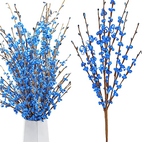 Wootkey 10 Pcs 29.5" Long Jasmine Artificial Flowers Fake Flowers Dry Branches Stem for Home Office DIY Floral Art Plant Wedding Table Centerpieces Party Vase Decoration (Macaron Blue) - color: Macaron Blue, size: 10pcs-29.5''