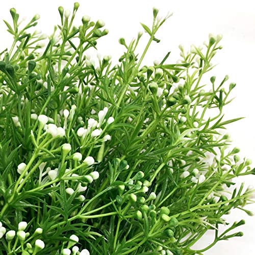 CATTREE Artificial Plants, Faux Plastic Pearl Flowers Shrubs Fake Grass Leaves Simulation Greenery Bushes Indoor Outside Home Garden Office Yard Verandah Wedding Decor - 4 Bundles - color: Pearl Grass-4pcs
