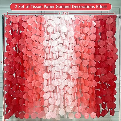 192 Ft Red Party Decorations Ombre Red Polka Dot Backdrop Streamer Tissue Paper Circle Dots Hanging Garland for Birthday Graduation Engagement Wedding Anniversary Valentines Holiday Hen Party Supplies - color: Ombre Red