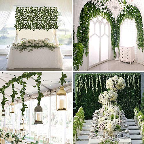 168 feet Artificial Vines Greenery Garland Fake Hanging Leaves Faux Foliage Plants for Wedding Party Garden Home Kitchen Office Wall Decorations (Watermelon/24 Strands) - color: Watermelon/24 Strands