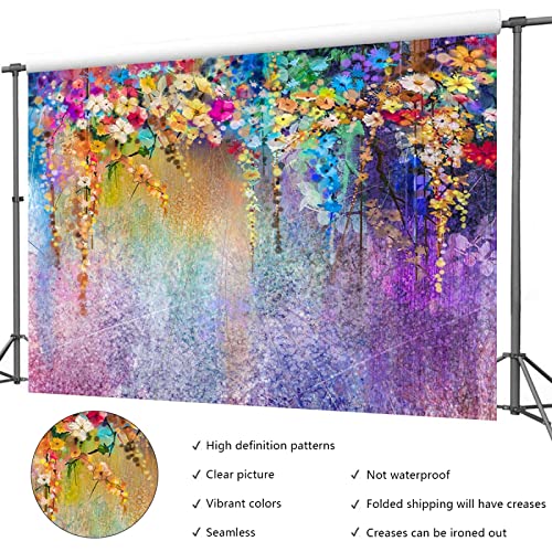 7x5ft Purple Abstract Flower Backdrop Watercolor Painting Photography Background for Wedding Bridal Shower Birthday Party Portrait Shooting Video Studio Props - color: Purple, size: 7x5ft