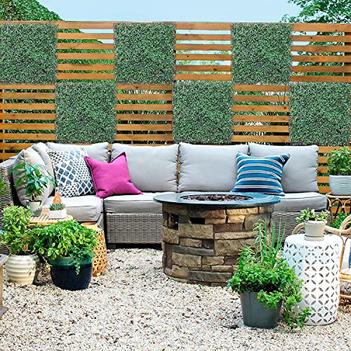 E&K 6Pcs 20" x 20" Artificial Grass Wall Panels, Faux Boxwood Greenery Backdrop Decor, UV Protected Privacy Hedge Screen for Indoor Outdoor (Boxwood - Milan 01) - color: Boxwood - Milan 01