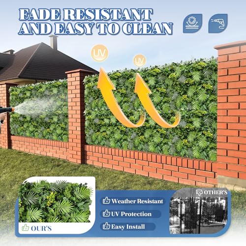 ECOOPTS 40"x40" Faux Ivy Privacy Fence Screen Artificial Boxwood Panels Topiary Hedge Plants for Indoor Outdoor Decoration, 8 Mixed Leave, 1 Pack - color: 40"x40" #8 Mixed Leave, size: 40"x40"