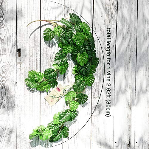 FiveSeasonStuff Monstera Plant Garlands, Artificial Leaf Bendable Vines (2 pcs, 5.2 feet) - color: Monstera Leaf Garlands