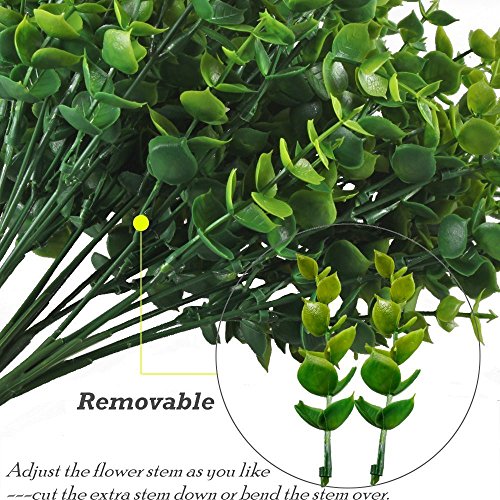 CATTREE Artificial Shrubs Bushes, Plastic Eucalyptus Leaves Fake Green Plants Wedding Indoor Outdoor Home Garden Verandah Kitchen Office Table Centerpieces Arrangements Christmas Decoration 8 pcs - color: Eucalyptus Leaves-8 Pcs