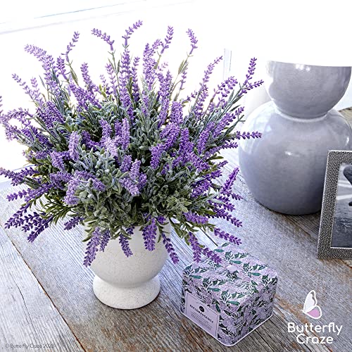 Butterfly Craze Lavender Artificial Flower Stems - UV-Protected Outdoor Artificial Plants - Plastic Flowers for Outdoors - Floral Picks for Weddings & Centerpieces - 4 Pack, 14.5"-16.5" - size: 4 Piece Bundle