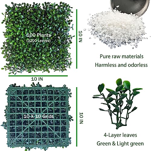 ODTORY Artificial Grass Wall Backdrop Panels: 10 by 10 in (16 Pcs) UV-Anti Greenery Boxwood Panels for Indoor Outdoor Green Wall Decor & Ivy Fence Covering Privacy - size: 10*10IN 16P