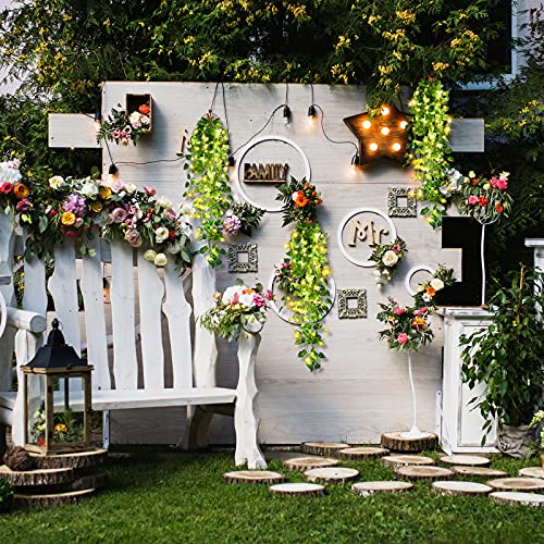 Mudder 3 Packs LED Artificial Hanging Plants, 3.6 ft Fake Hanging Plant, Ivy Vine Fake Leaves Greeny Chain Wall Home Room Garden Wedding Garland Outside Decor (Basket Not Included) (Greenery Style) - color: Greenery Style