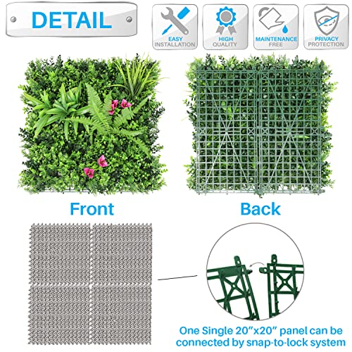 Patio Paradise 20"x20" (6PC) Artificial Grass Wall Panels Greenery Backdrop Faux Boxwood Hedge Fake Ivy Privacy Screen for Outdoor Wedding Décor Photography Background, #12 3D Mixed - color: #12 3D Mixed, size: 20"x20"