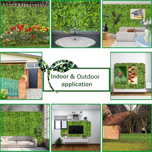 ODTORY Artificial Plant Wall Roll: 60 X 120 in (50 sqft) UV-Anti Ivy Privacy Fence Screen Faux Greenery Panels Backdrop Boxwood Ivy Vine Leaf Hedge for Indoor Outdoor Green Decor - size: 5 ft x 10 ft- Vine Leaf