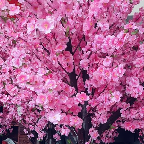 7FT Artificial Cherry Blossom Tree - Pink Flowers Indoor/Outdoor Decor for Wedding Party Home Christmas - Handmade Faux Tree with Wood Trunk
