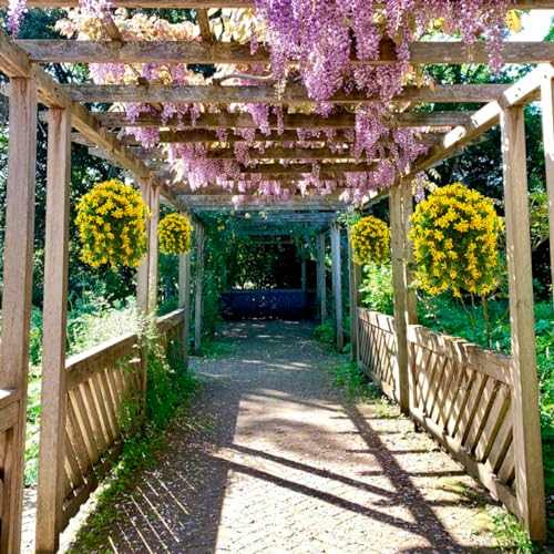 INQCMY Artificial Hanging Flowers in Basket for Patio Garden Decoration,Faux Silk Violet in Planter UV Resistant Realistic for Outside Home Porch Balcony Yard Decor(Yellow) - color: Yellow