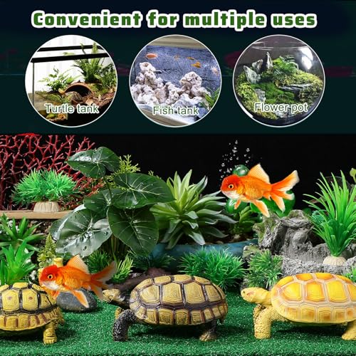 FAVOMOTO Artificial Grass Turf, Pet Turtle Aquarium Basking Platform Accessories Grass Lawn Reptile Ramp Terrace for Fish Tank Tortoise Resting Mat Garden Decoration