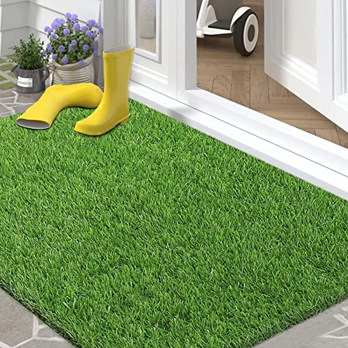 Bsmathom Artificial Grass Rug Indoor Outdoor Rug, Dog Grass Mat with Drainage Holes, Synthetic Artificial Grass Turf Fake Grass Rug Door Mats for Balcony Patio Lawn Garden(51.2 x 31.5Inch) - size: 51.2 x 31.5 Inches