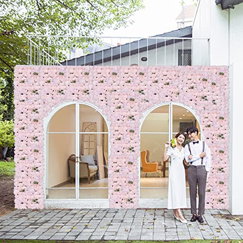 6 Pcs Flower Wall Panel Floral Backdrop,24 * 16in Artificial Flower Wall Panels Pink Flower Wall Decor Silk Fabric for Wedding Party Room Home Decor& Wall Decoration (Pink) - color: Pink