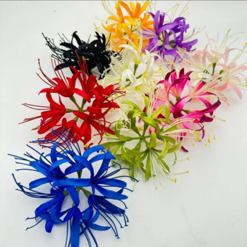 Silk Spider Plant Fake Flowers Heads,Artificial Flowers Spider Silk Flowers for Crafts,Fake Flowers Bulk,Artificial Flowers for Cake Decoration Wedding Party Birthday Home Décor (9, Multicolor) - color: Multi Color