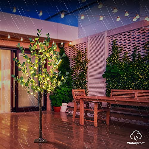 Lighted Eucalyptus Tree 5FT 162 LED Artificial Tree for Decor Inside and Outside Home Patio Wedding Festival Christmas Decoration Warm White - size: 5ft