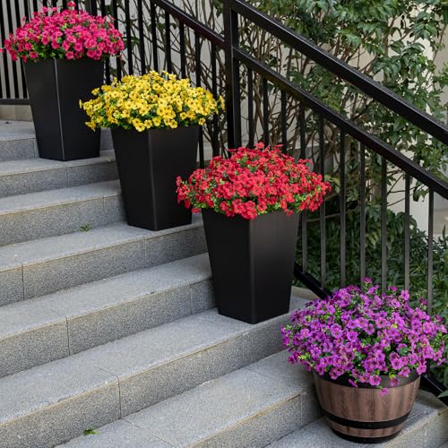 Lnoicy 20 Bundles Artificial Flowers for Outdoor Fake Plants for Spring Decoration,Faux Eucalyptus Flowers for Planter UV Resistant Lifelike for Home Porch Garden（Red） - color: Red