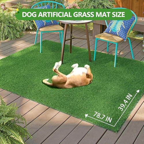 Artificial Grass for Dogs Pee Tray Fake Grass Mat for Professional Puppy Potty Trainer Replacement Dog Grass Pad for Indoor and Outdoor (78.7 x 39.4 Inch (Pack of 1)) - size: 78.7 x 39.4 Inch (Pack of 1)