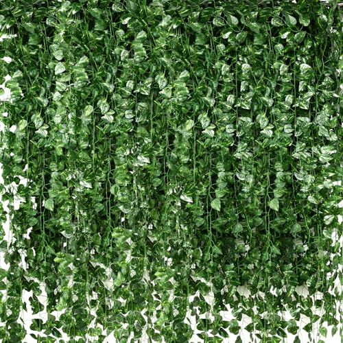24 Pcs 158ft Fake Vines Bulk Artificial Ivy Garland Greenery Hanging Vines Leaves for Rainforest Fall VBS 2026 Decorations Jungle Themed Party Bedroom Wedding Garden Wall - size: 158ft