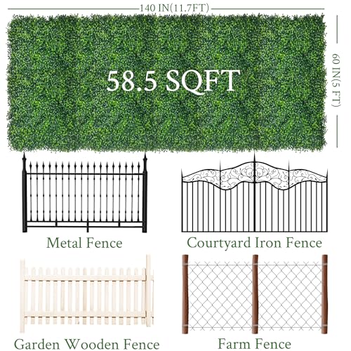 Artificial Ivy Privacy Fence Screen: 60"x 140" (58.5 SQFT) 4-Layer Leaf UV-Anti Faux Greenery Boxwood Backdrop Ivy Vine Leaf Panels for Outdoor, Indoor, Garden, Backyard and Decor - size: 60"x140" (1)