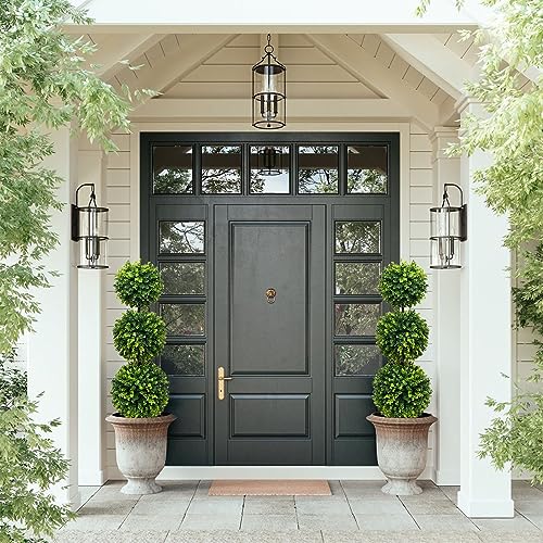 Lvydec 2 Pack Artificial Boxwood Topiary Tree, 3ft Topiary Ball Tree Potted Plants Decoration for Front Door Porch Home Living Room, Indoor/Outdoor Use