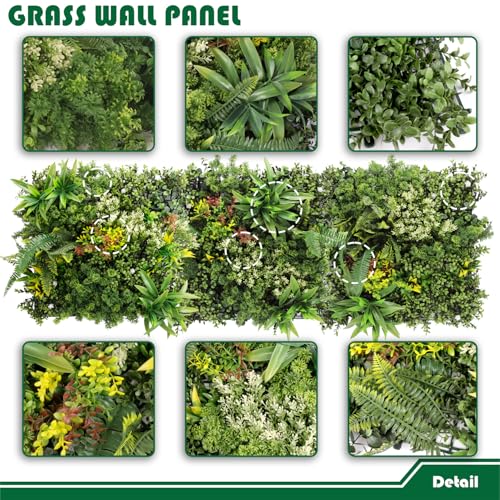 20"x20" Artificial Grass Wall Panels, 1Set (Contain 3 Pieces) Greenery Backdrop Fake Grass Decor, Faux Boxwood Panels for Interior Wall Décor, Outdoor Patio Privacy Ivy Fence Screen - size: 20"x20"
