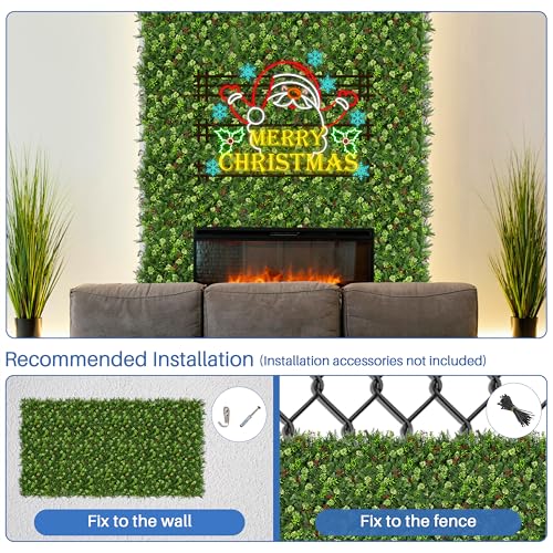 ECOOPTS 20"x20" Faux Ivy Privacy Fence Screen Artificial Boxwood Panels Topiary Hedge Plants for Indoor Outdoor Decoration, #16 Mixed Leaves, 6 Packs - color: #16 Mixed Leaves, size: 20"x20"