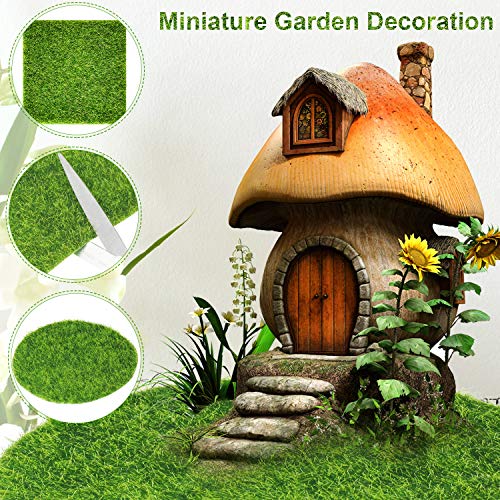 Mudder 10 Pcs Fake Grass for Crafts 6 x 6 Inches Artificial Grass Fairy Garden Turf Simulation Moss Turf Miniature Ornament for DIY Ornament Decoration