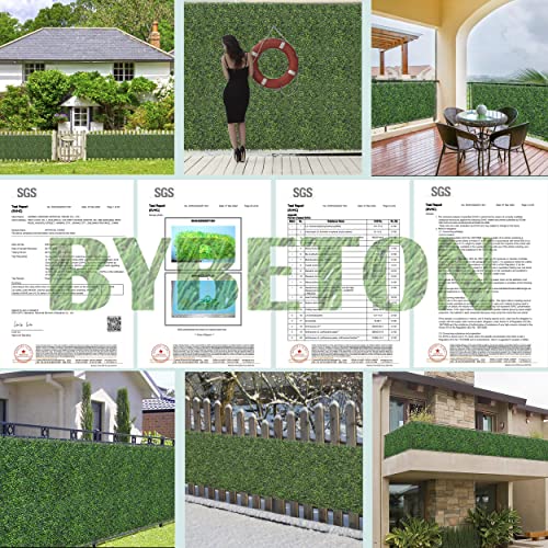 Bybeton 24 Pcs Artificial Grass Wall Panels, 10x10 Inch Fake Boxwood Greenery Backdrop, Realistic Privacy Screen for Indoor Outdoor Photo Background, Spring Decor - size: 10*10IN 24Pcs